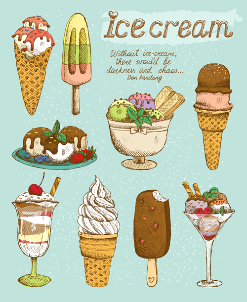 Ice cream retro style icons vector  
