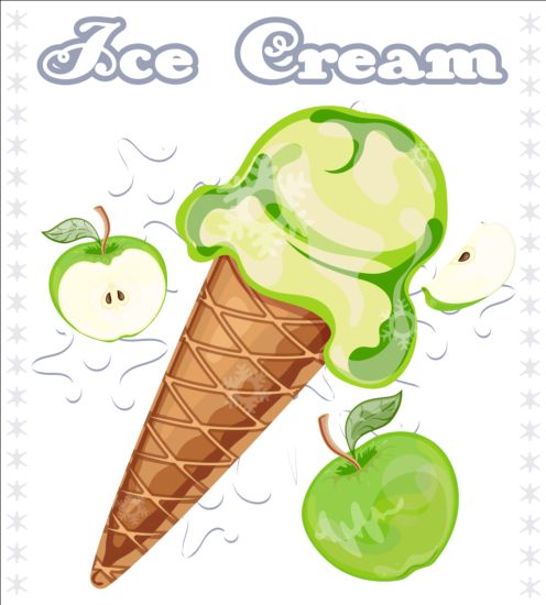 Ice cream with fruit vector 02  