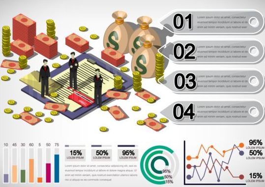 Isometrische 3D financiële infographics vector 01  