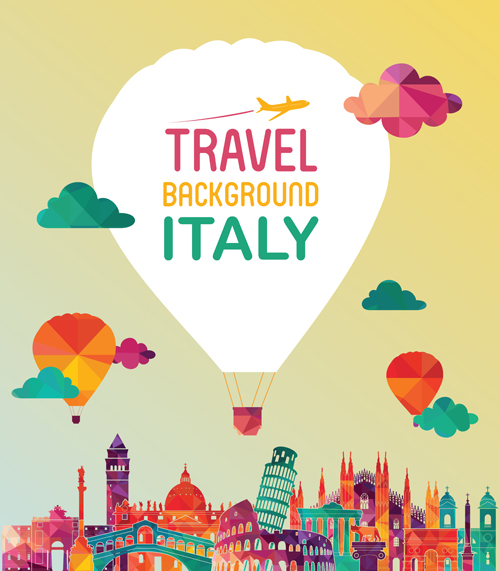 Italy travel background art vector 02  