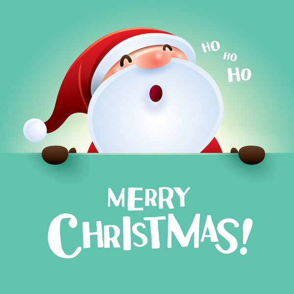 산타 귀여운 벡터와 메리 크리스마스 포스터 카드  