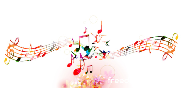 Notes and butterflies music background vector 13  