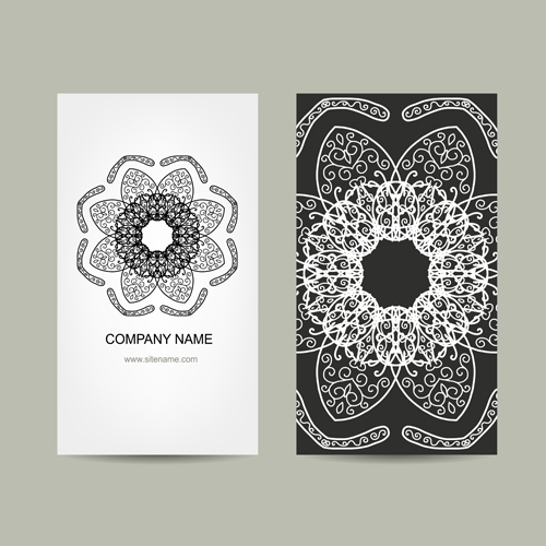 Ornament floral business cards vector set 07  