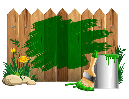Paints with wood wall vector material 02  