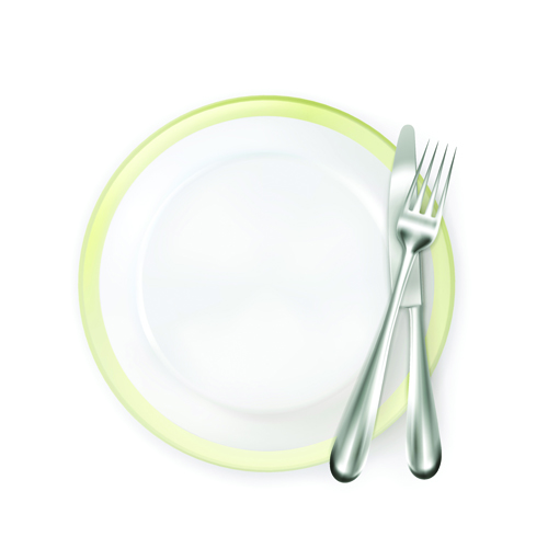 Plate and cutlery creative vector set 02  