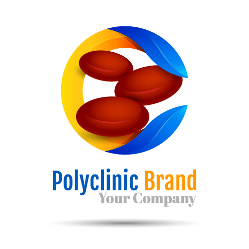 Polyclinic brand logo design vector  