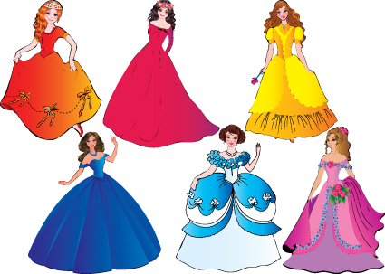 Different Princess design elements vector graphic 03  