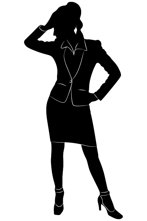 Professional Women vector silhouettes set 09  