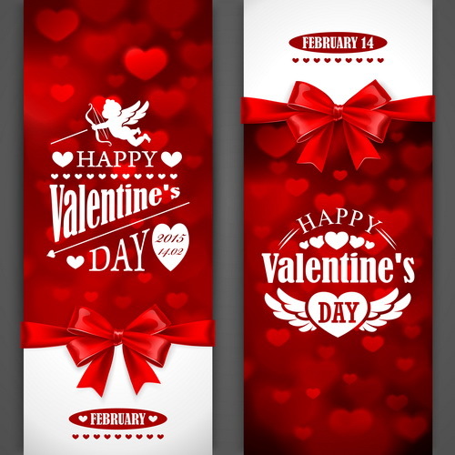 Rote Valentinsgrußkarte mit Bogenvektor  