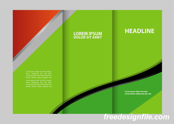 Red with black and green cover for flyer with brochure vector 09  