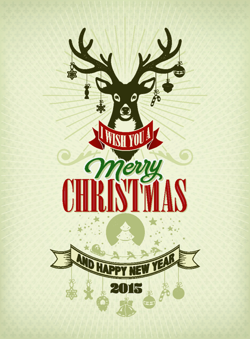 Reindeer 2015 christmas and new year vector background  