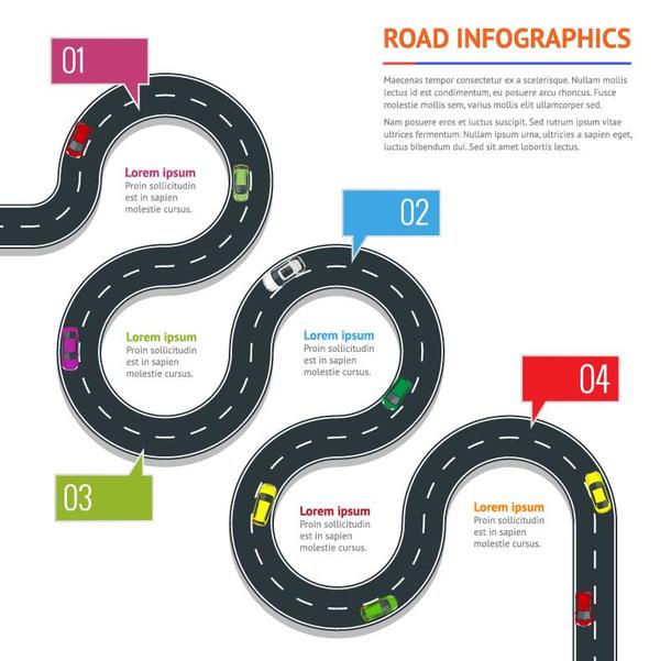 Infographic Schablonenvektor 01 der Straßenkarte  