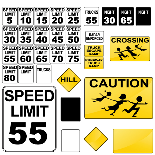 Different Road signs design vector 01  
