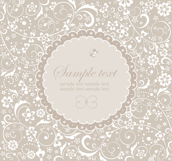 Round lace with decor card vector  