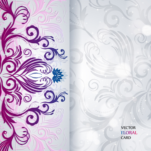Shiny floral Invitations card design vector set 02  