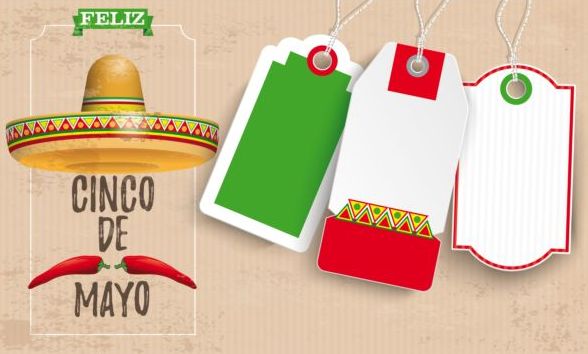 Sombrero Cinco De Mayo Chili Vintage Header Preis Aufkleber Vektor  