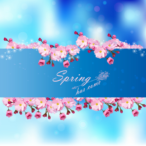 Frühling Postcars mit schönen Blumen Vektor 02  