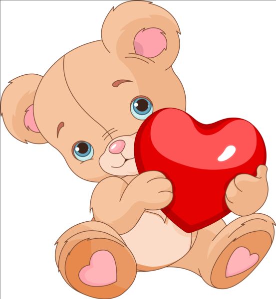 Teddy bear with red heart vector  