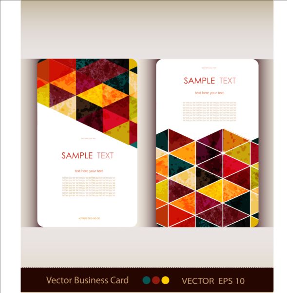 Triangle with grunge styles business card vector 03  