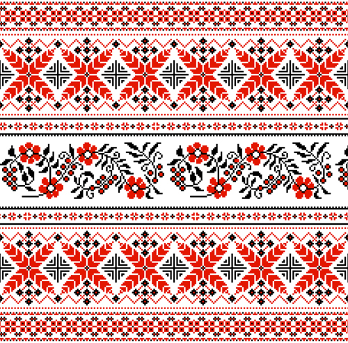 Ukraine style fabric pattern vector 01  