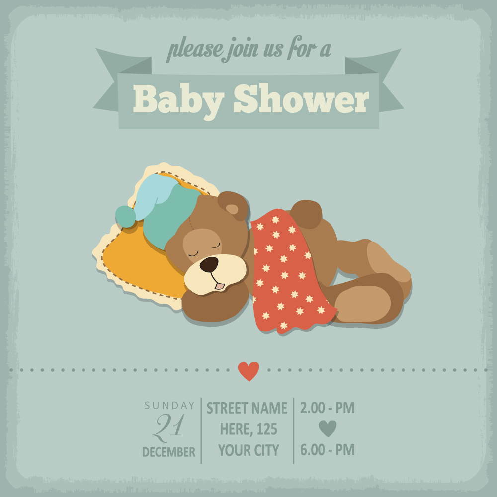 Vintage baby shower Invitation cards vector 06  