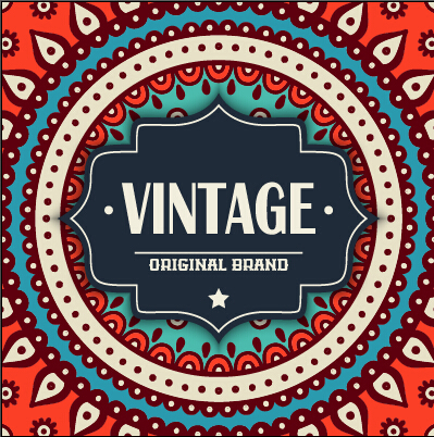 Vintage frame with ethnic pattern vector backgrounds 07  