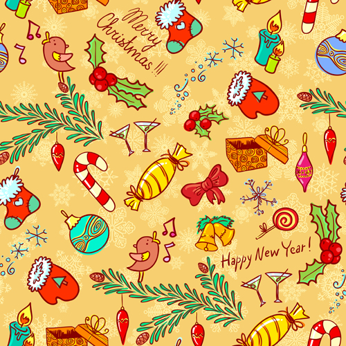 Cute Christmas seamless pattern vector 05  