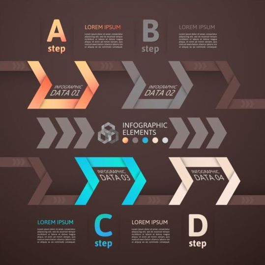 brown infographic with origami vectors material 05  