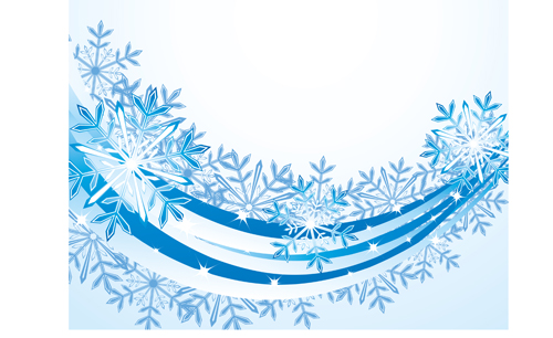 Set of snowflake with waves backgrounds art vector 03  