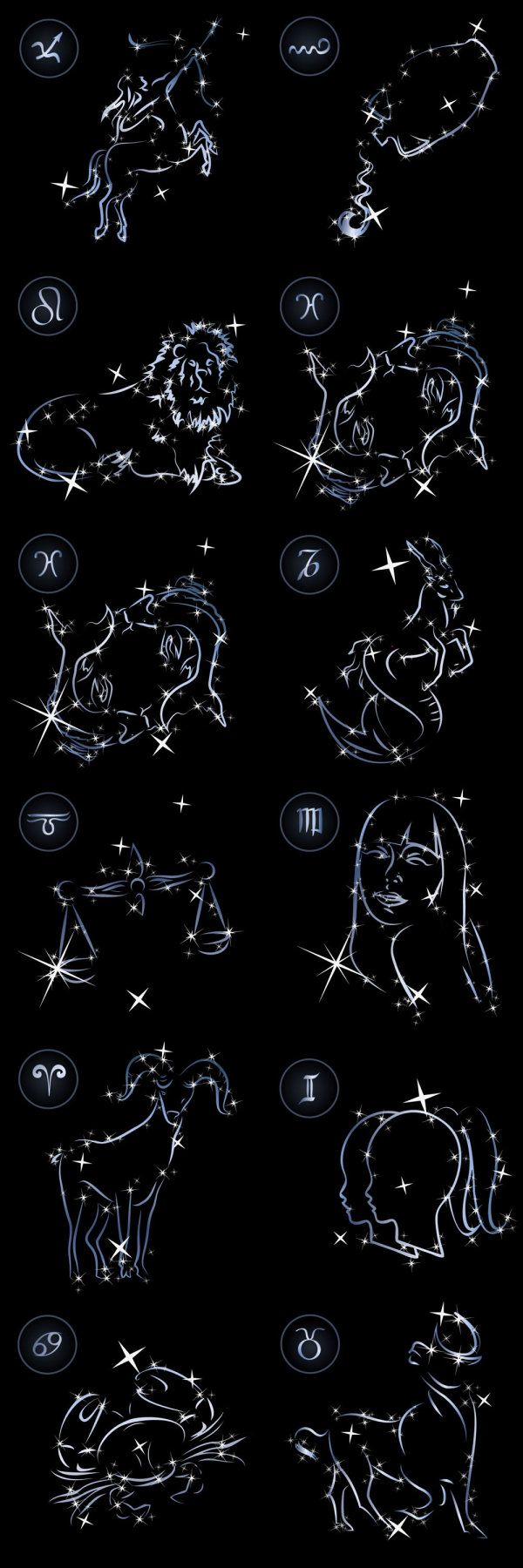 Elements of 12 constellations vector  