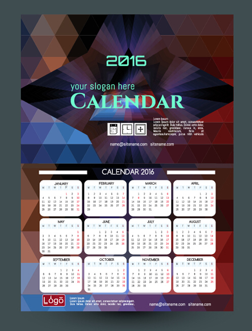 2016 technology calendar template vector 14  