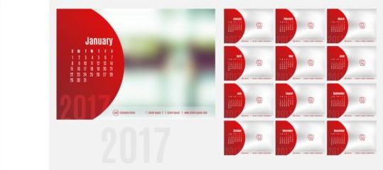 2017 calendrier d’entreprise rouge vecteur  