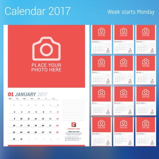 2017 disco di calendario rosso stili vettoriale 03  