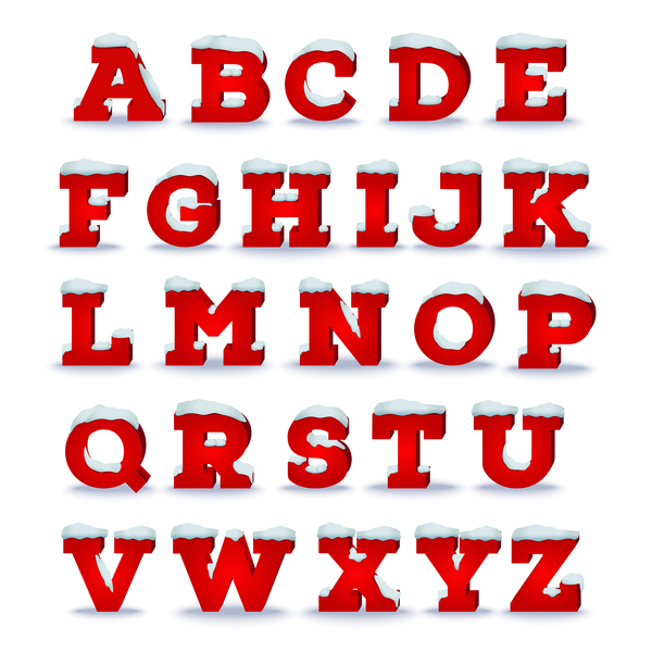 3D red christmas alphabet vector material  