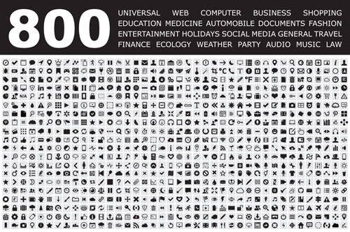 800 Small fine web media icons set  