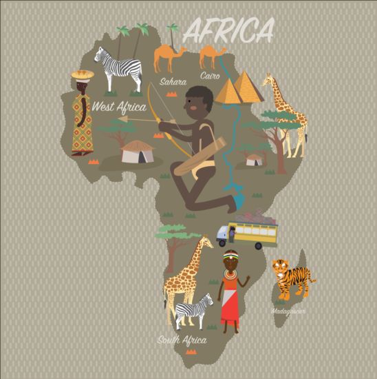 Afrika kaart met infographic vector 02  