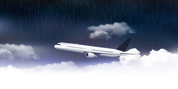 Flugzeuge und Sturm Himmel mit Wolken Regen Vektor Hintergrund  