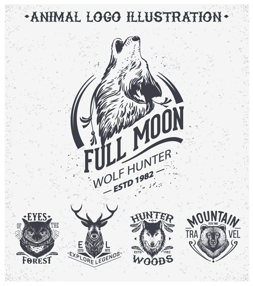 Animal logo illustration vintage vector material 01  