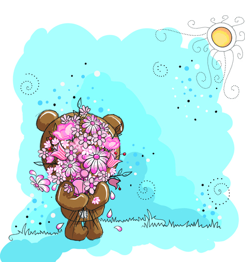 Cute bears baby cards design vector 05  
