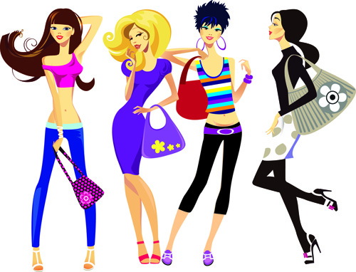 Beautiful of Fashion Girls vector graphic 03  