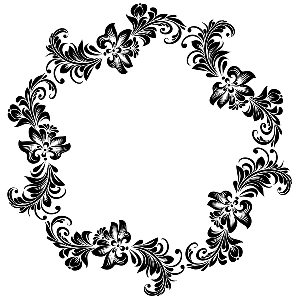 Black flower decorative frame vectors material 08  