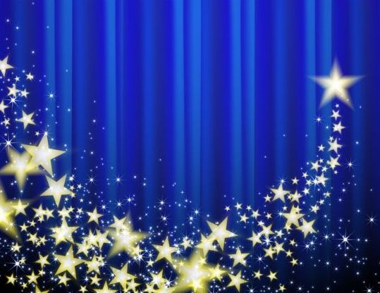 Blue curtain with shiny star background vector  