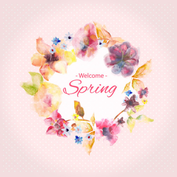Blurs flower frame with spring background vector  