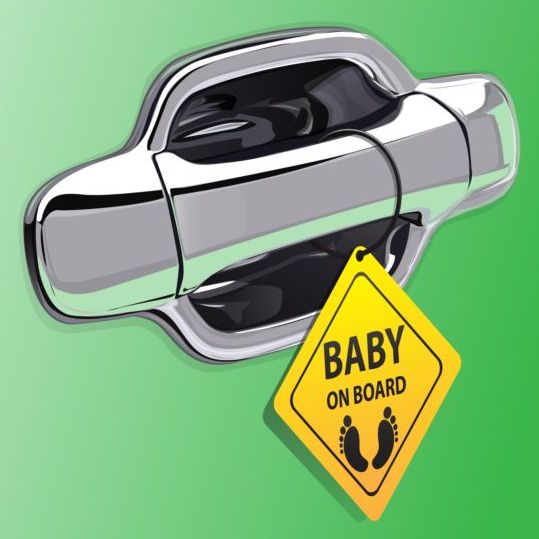 Autotürengriff und Baby-Tags-Vektor 06  