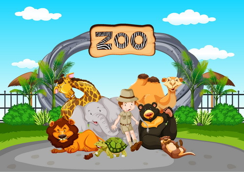 Cartoon zoo illustration vector 05  