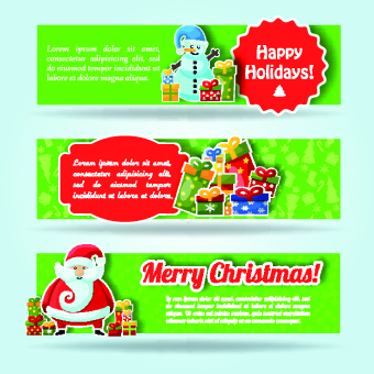 Christmas elements with santa vector banner 02  