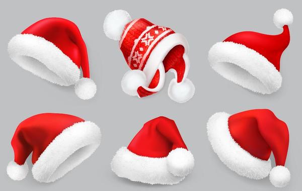 クリスマスの帽子のデザインのベクトル01を設定  