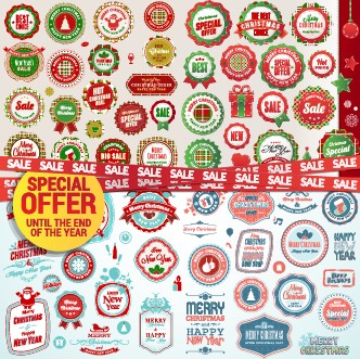 Christmas special offer labels vector 01  