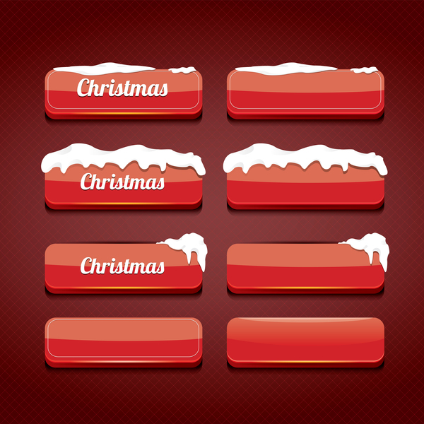 Christmas web buttons red vector set 02  