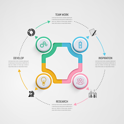 Circular business infographics creative vectors template 03  